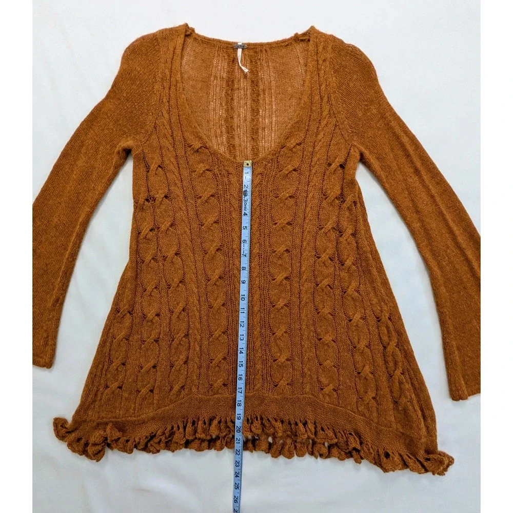 Free People Waterfall Sweater Honey Alpaca Blend Long Sleeve Pullover Women's XS